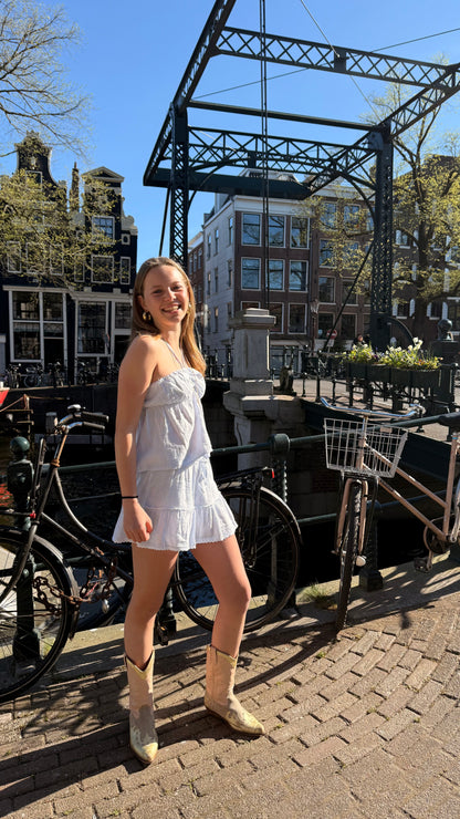 Isabella skirt lichtblauw met wit gestreept