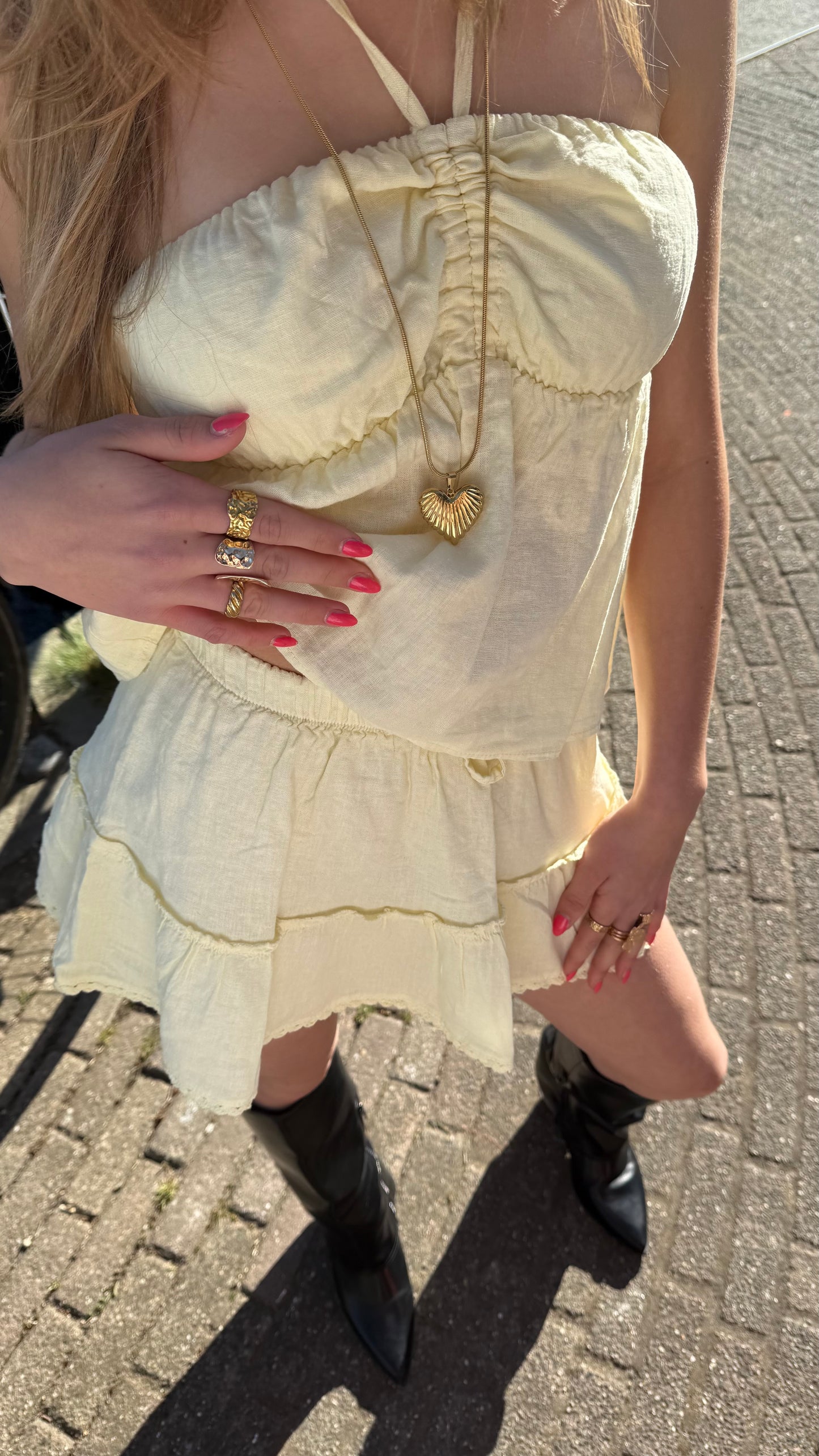 Lange ketting met vintage hart