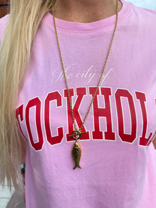 Lange gouden ketting met Vis