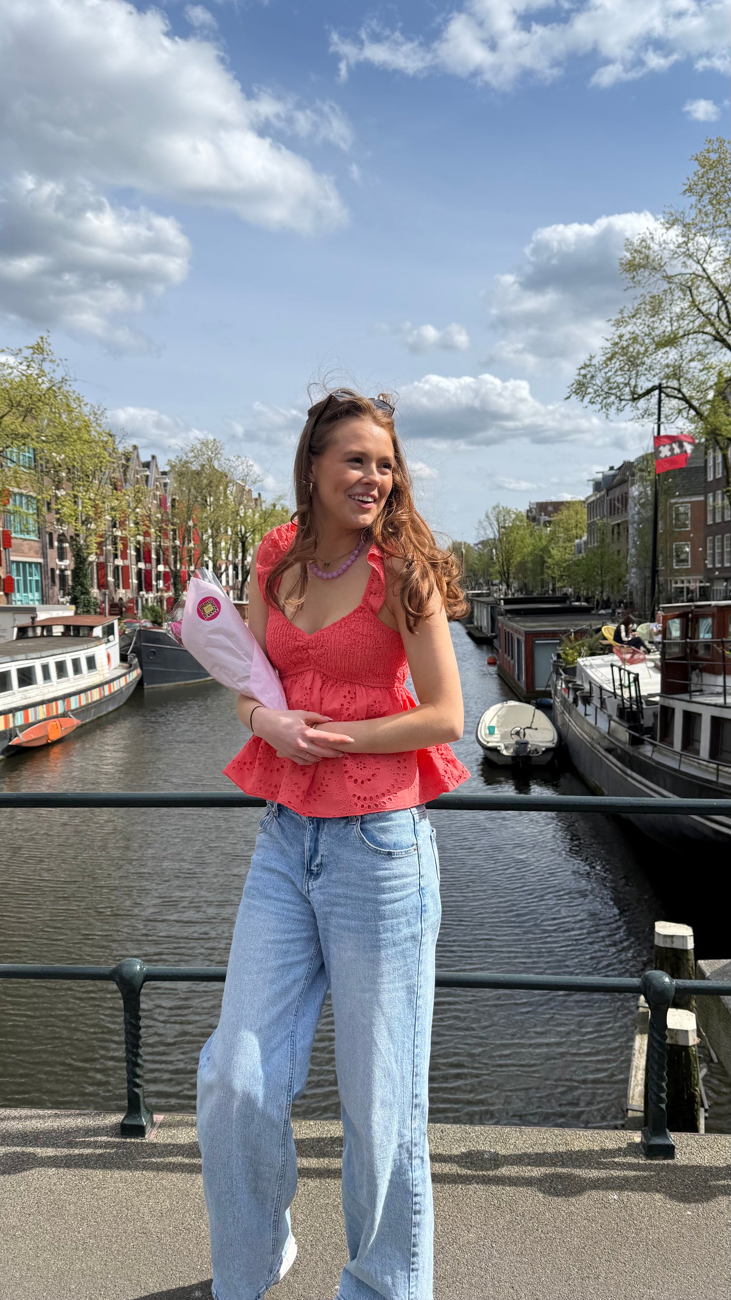 Coral Embroiderie Top