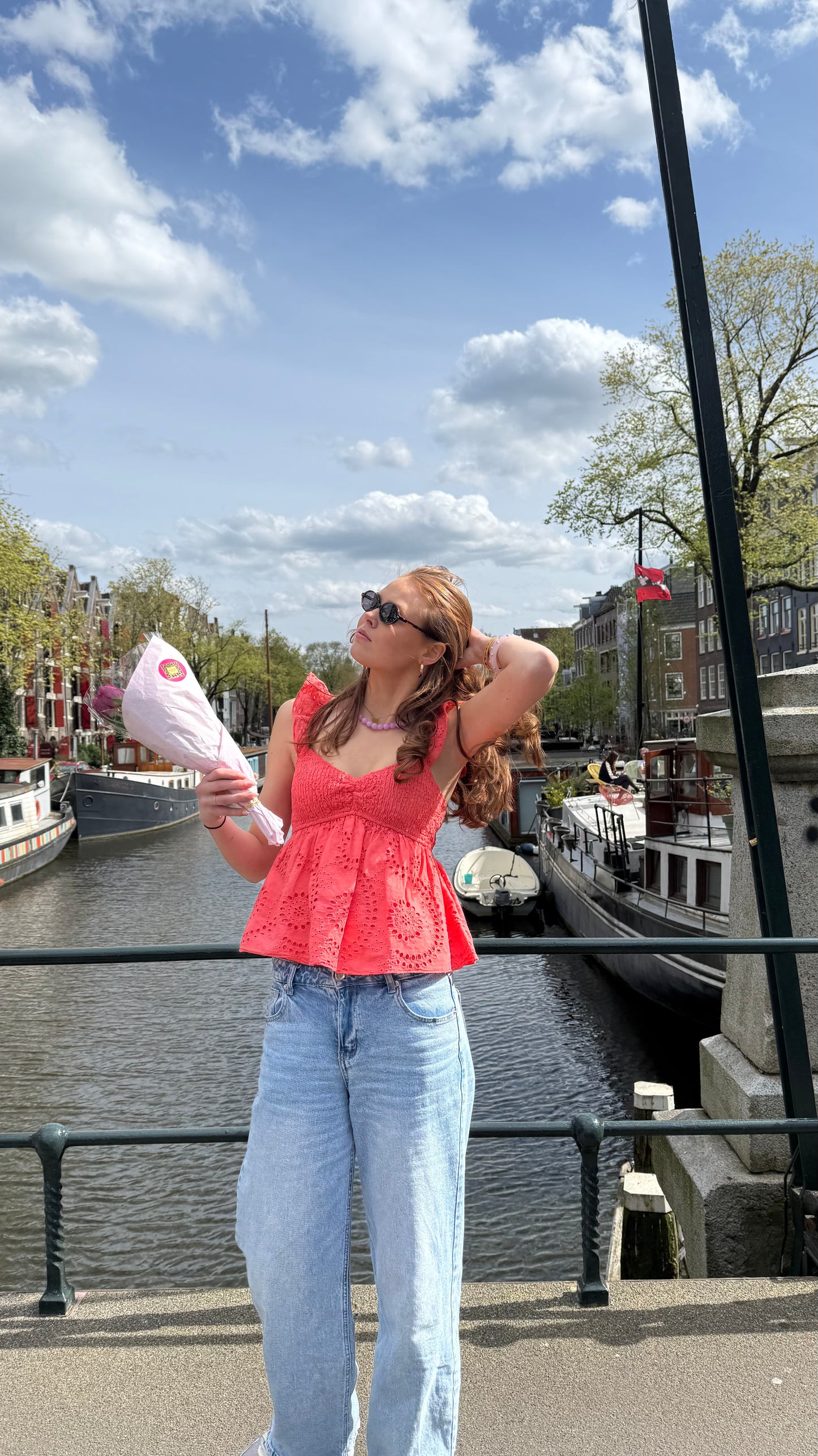 Coral Embroiderie Top