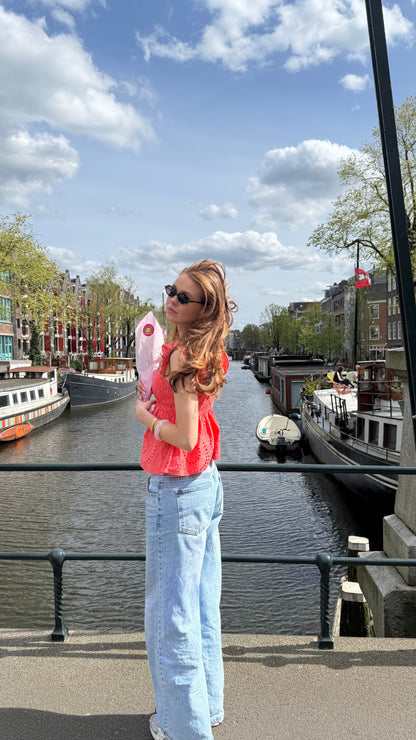 Coral Embroiderie Top